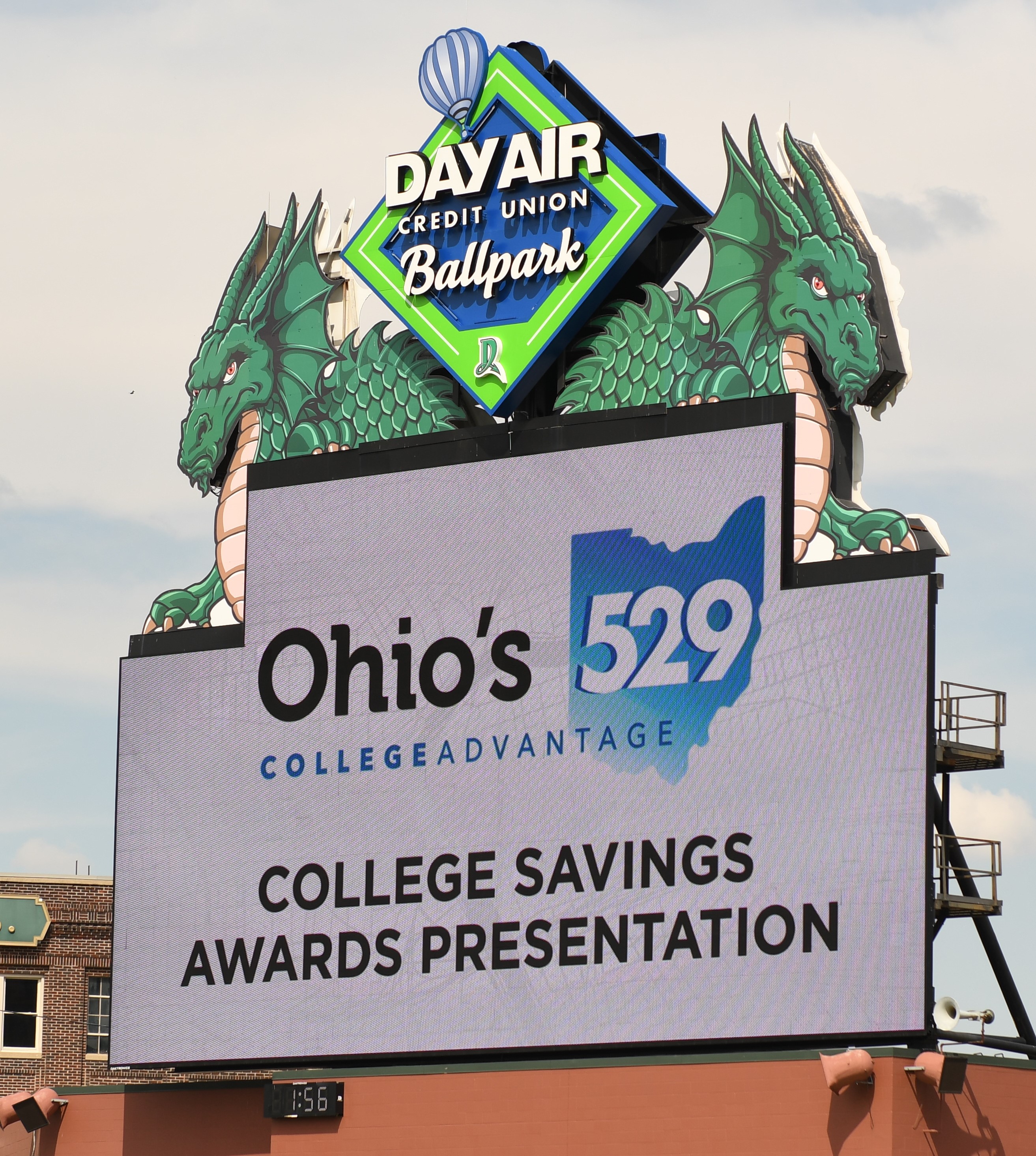 Dayton Dragon & Ohio's 529 Plan College Savings Award Presentation Signage