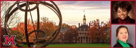 A picture of Miami University Campus and two headshot of webinar speakers